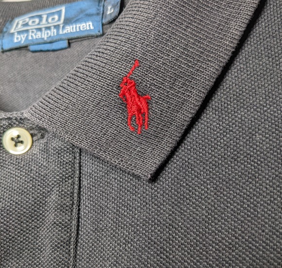 Ralph Lauren Men's Black Long Sleeve Cotton Polo Shirt Collar Logo Size Large L - Picture 5 of 6